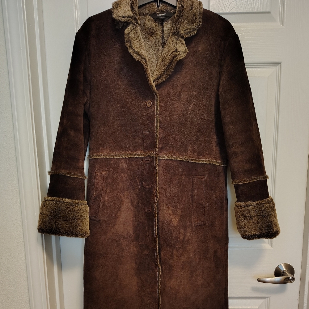 90’s Y2K Vintage Express Leather Coat size L